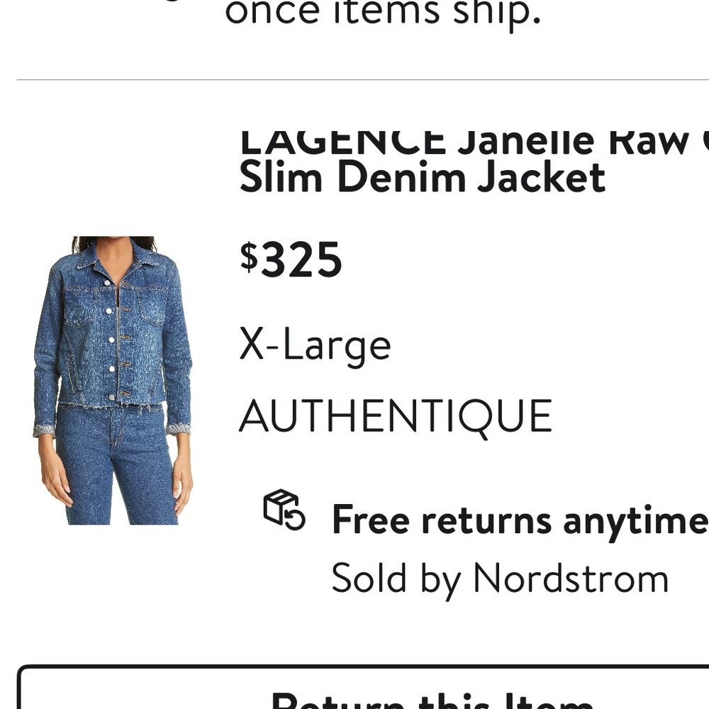 L'AGENCE Blue Raw Cut Denim Jacket